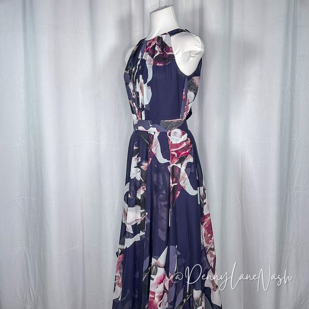 Betsy & Adam Floral Ruffled Chiffon Maxi Dress Size 2 - Picture 7 of 12